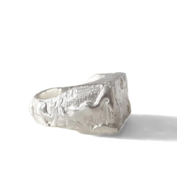 Rosa Signet Ring bubble texture silver statement ring main product image
