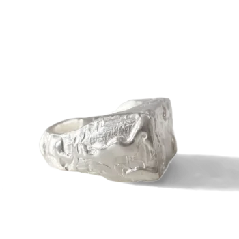 Rosa Signet Ring bubble texture silver statement ring main product image