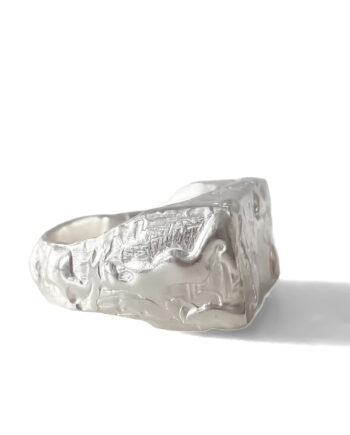 Rosa Signet Ring bubble texture silver statement ring main product image
