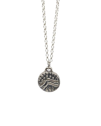 Wavy Detail Pendant in sterling silver on Belcher chain, front view