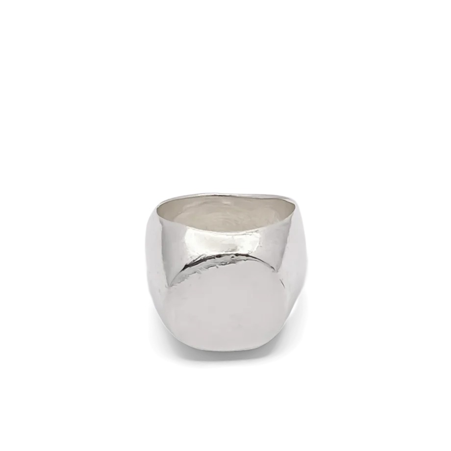 Front view of the Square-Round Signet Ring in sterling silver