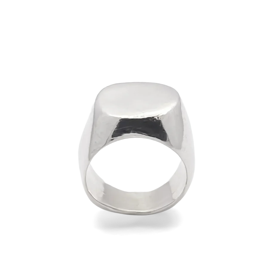 Underside view of the Square-Round Signet Ring in sterling silver