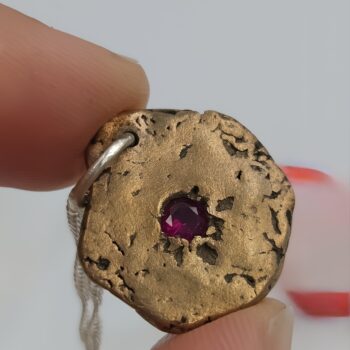 Bronze Molten Droplet Pendant with Ruby
