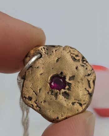 Bronze Molten Droplet Pendant with Ruby