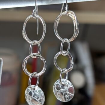 Three part sterling silver earrings