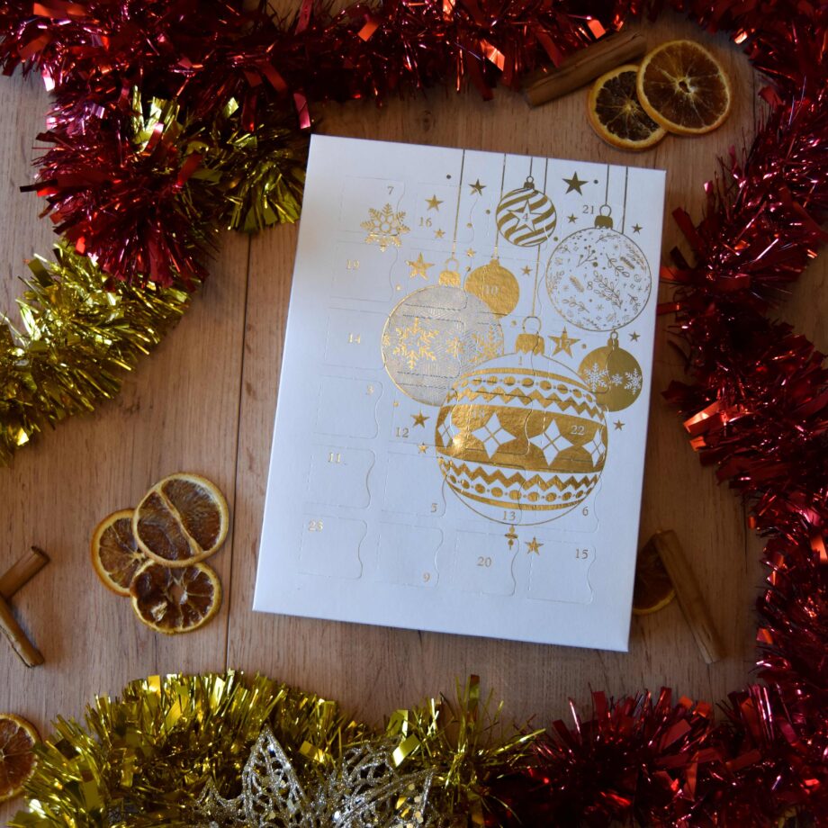 white bauble advent calendar