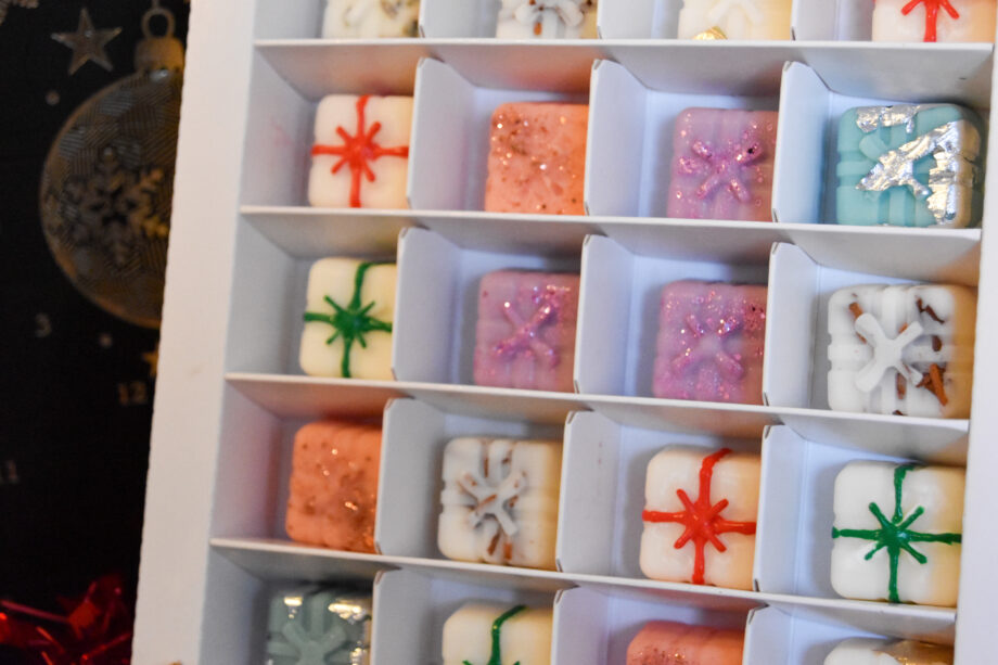 Close up of a box of christmas wax melts