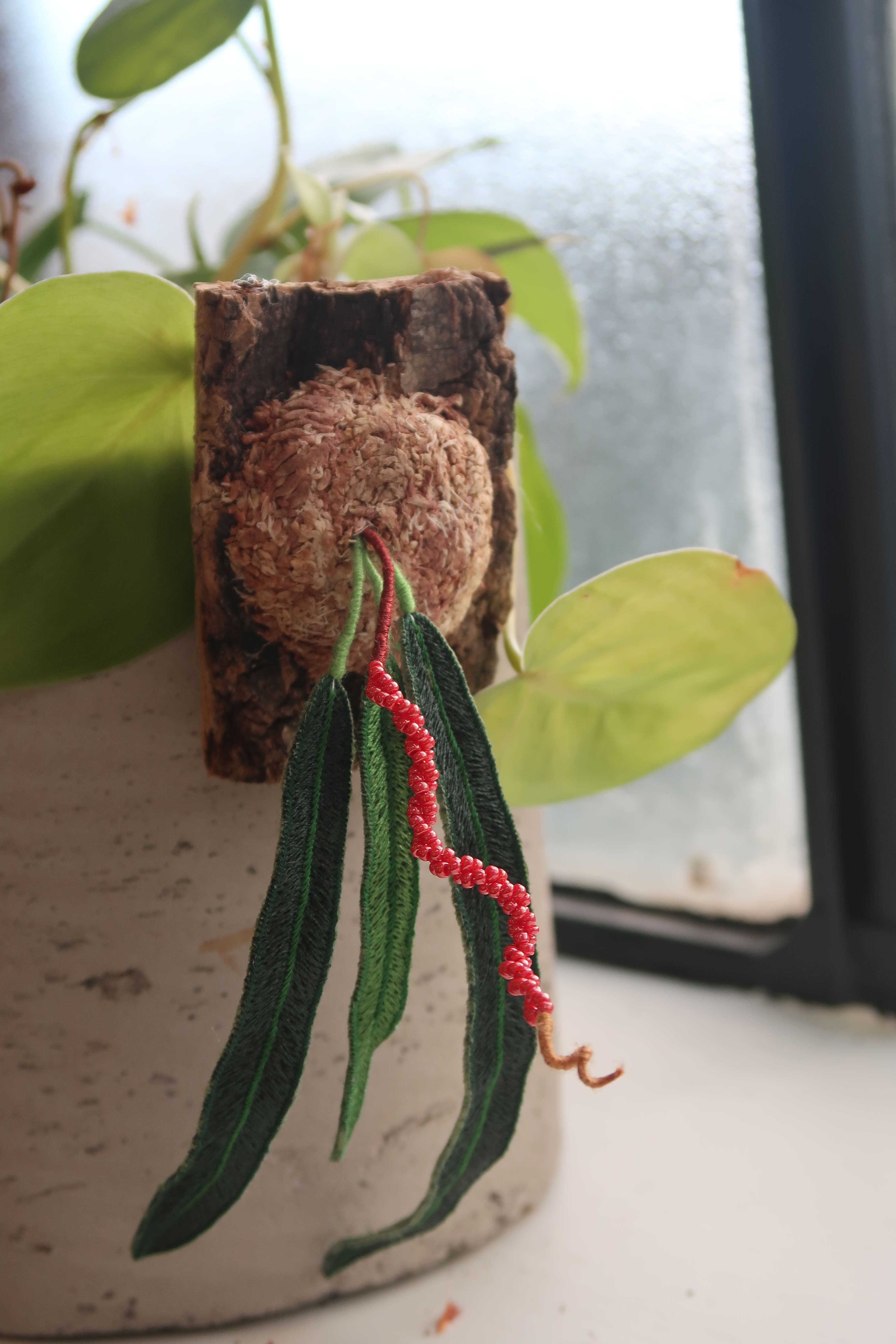 Wendy Anthurium Tie – Hand-Embroidered Fridge Magnet