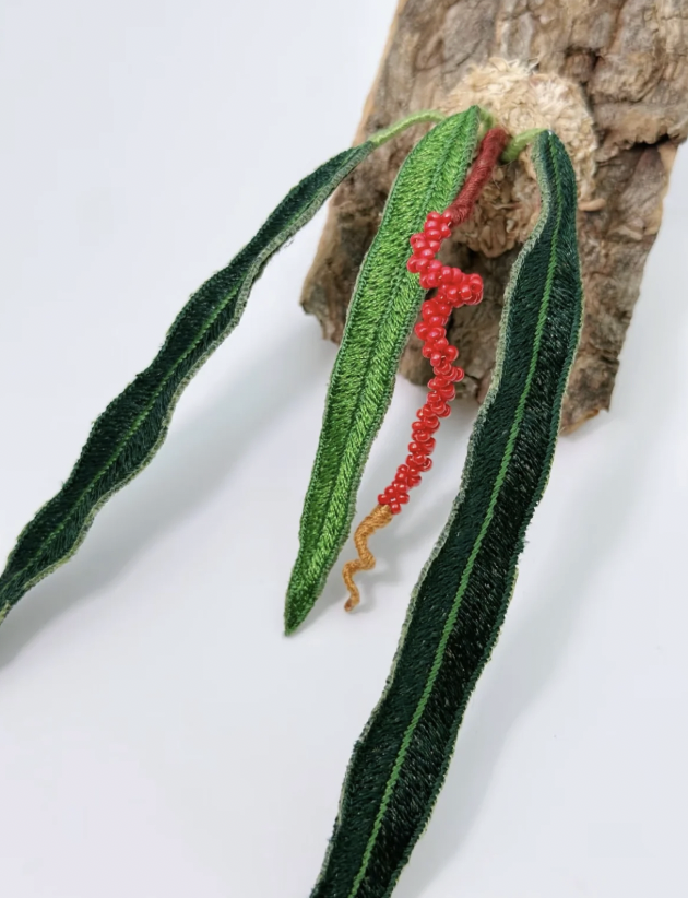 Wendy Anthurium Tie – Hand-Embroidered Fridge Magnet