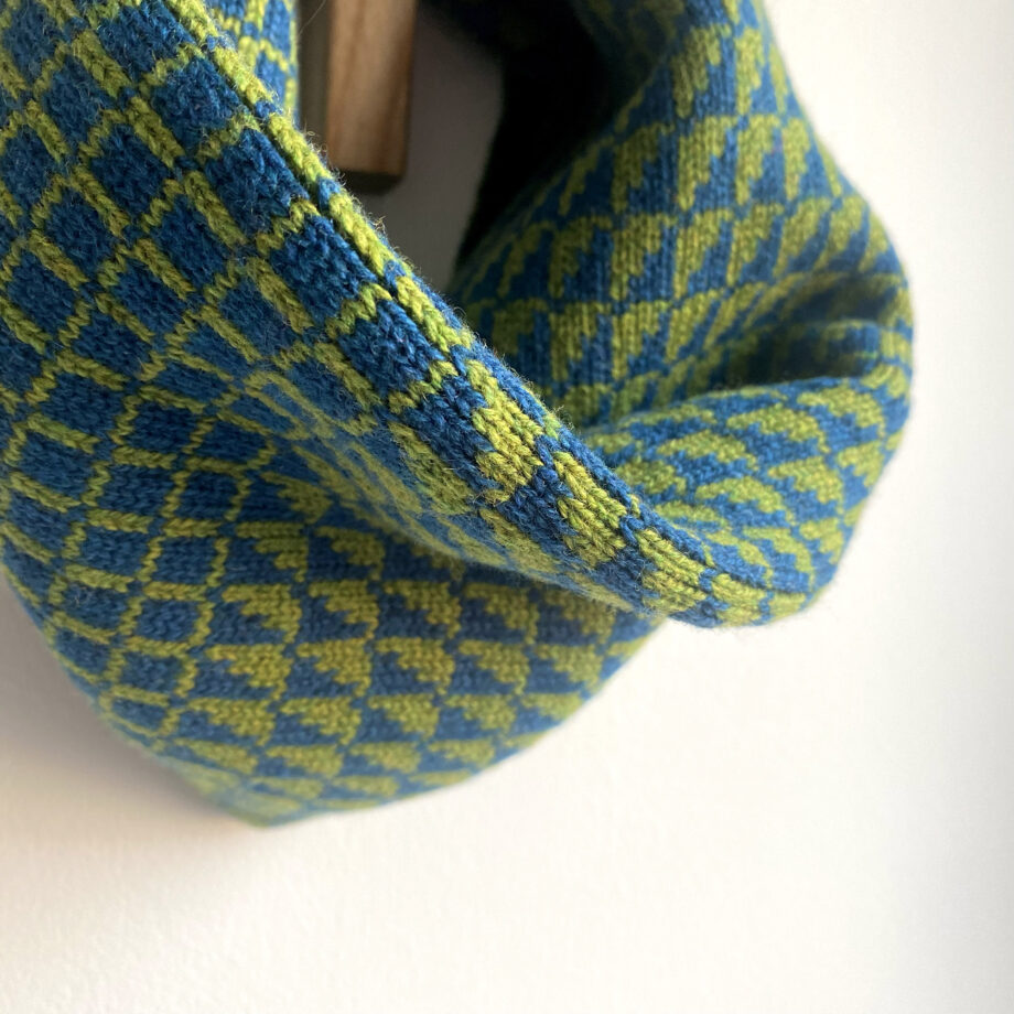 Merino moss green and teal dark blue snood neckwarmer