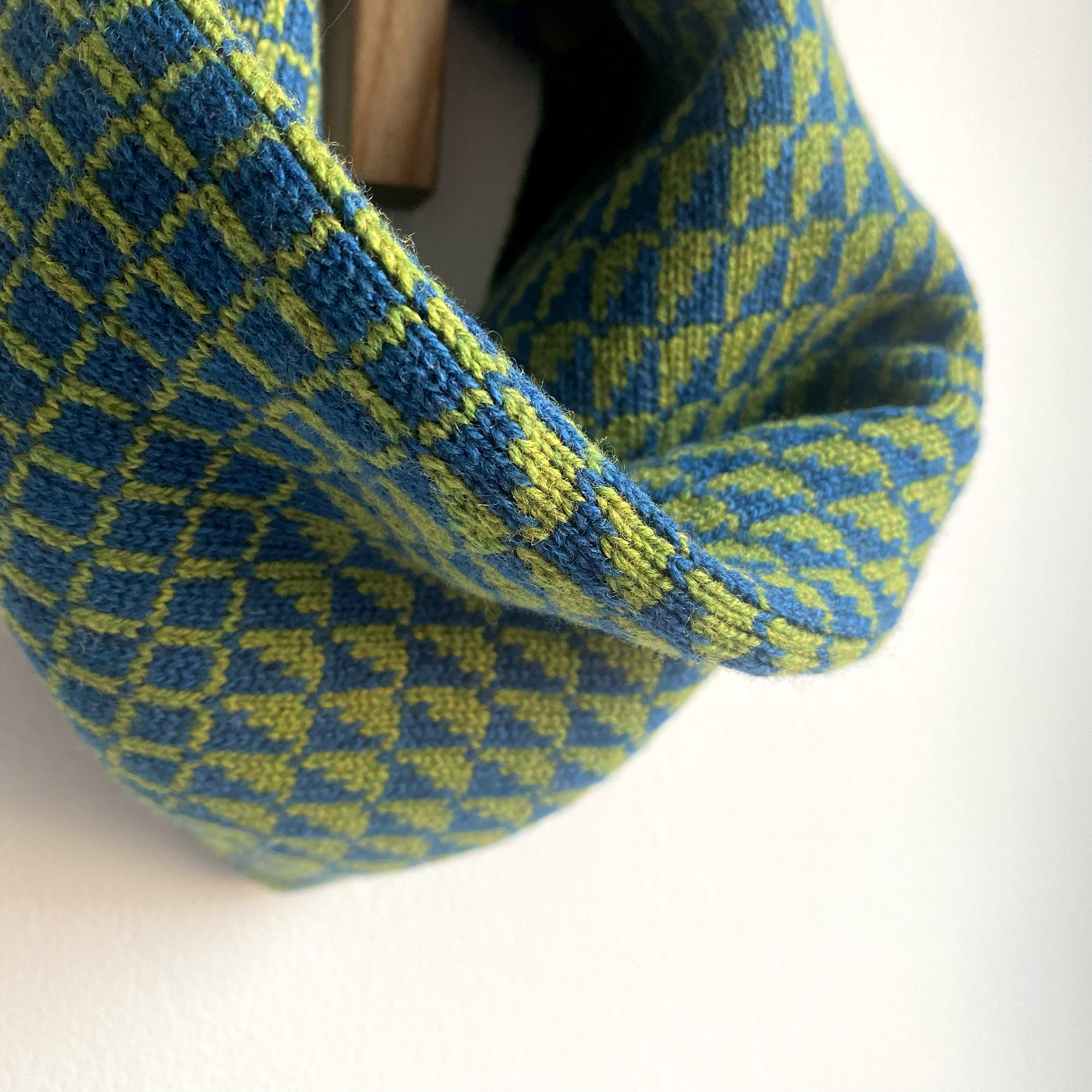 Merino moss green and teal dark blue snood neckwarmer