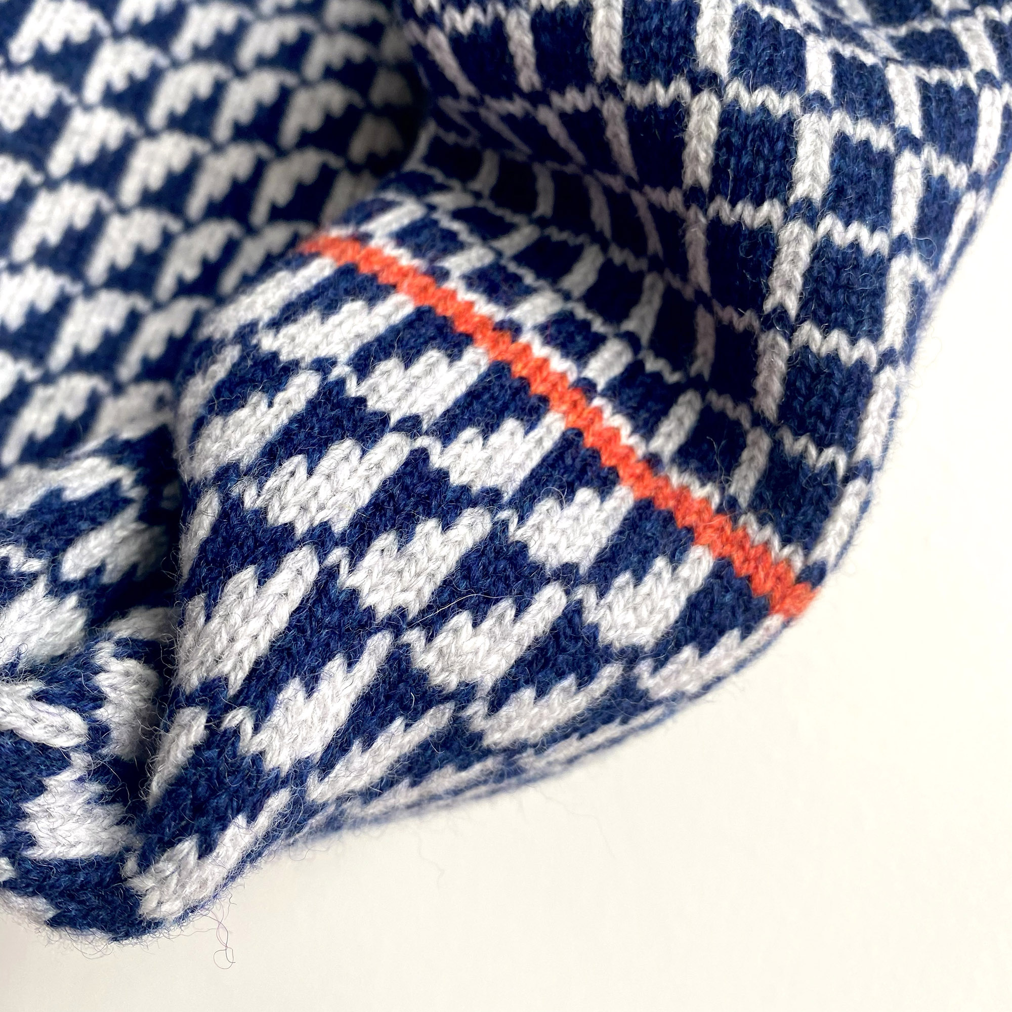 Merino navy and grey snood with orange stripe