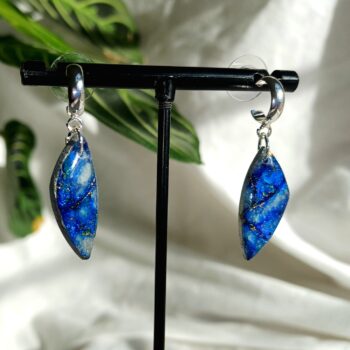 Blue marble clay earrings