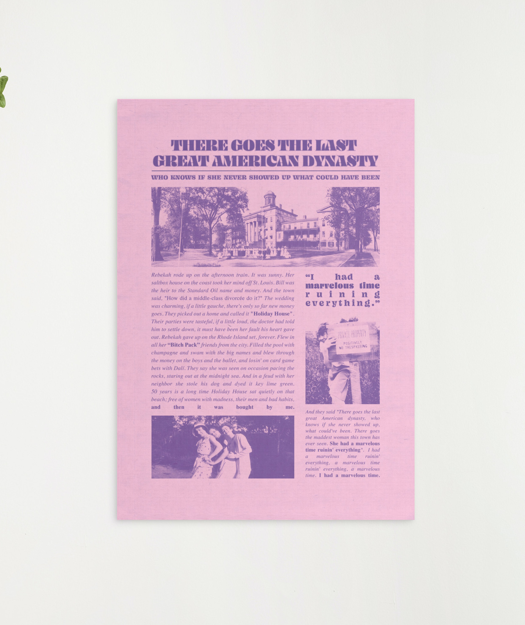 Last Great American Dynasty Newspaper Print