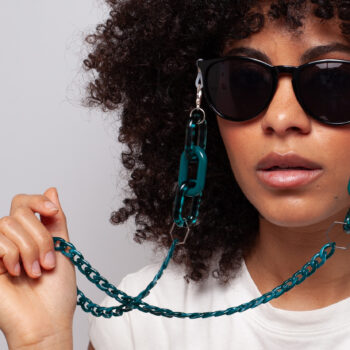 Raya Large Teal Leopard acrylic chain