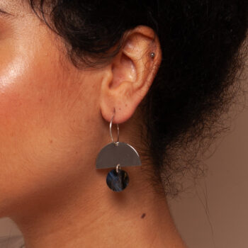 Nova – Blue and Silver half moon earrings