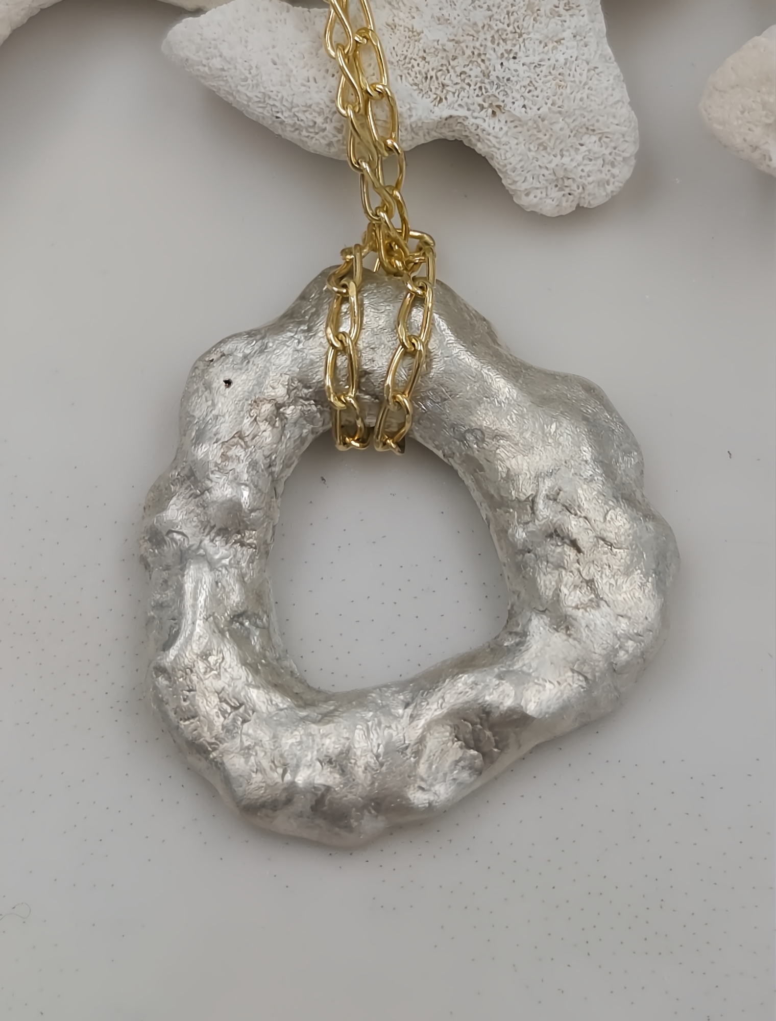 Molten Flow: Irregular Silver Circle Pendant