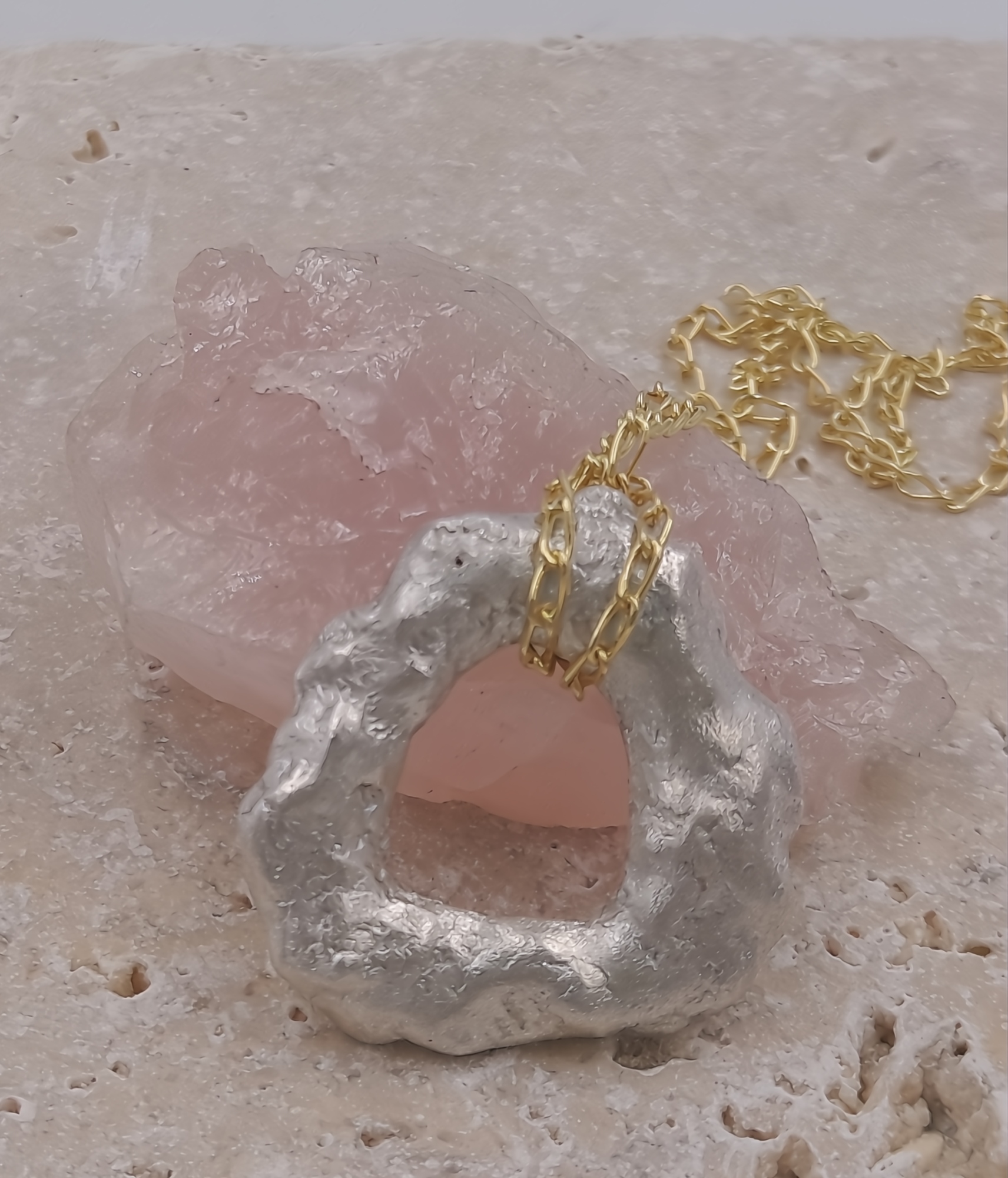 Molten Flow: Irregular Silver Circle Pendant