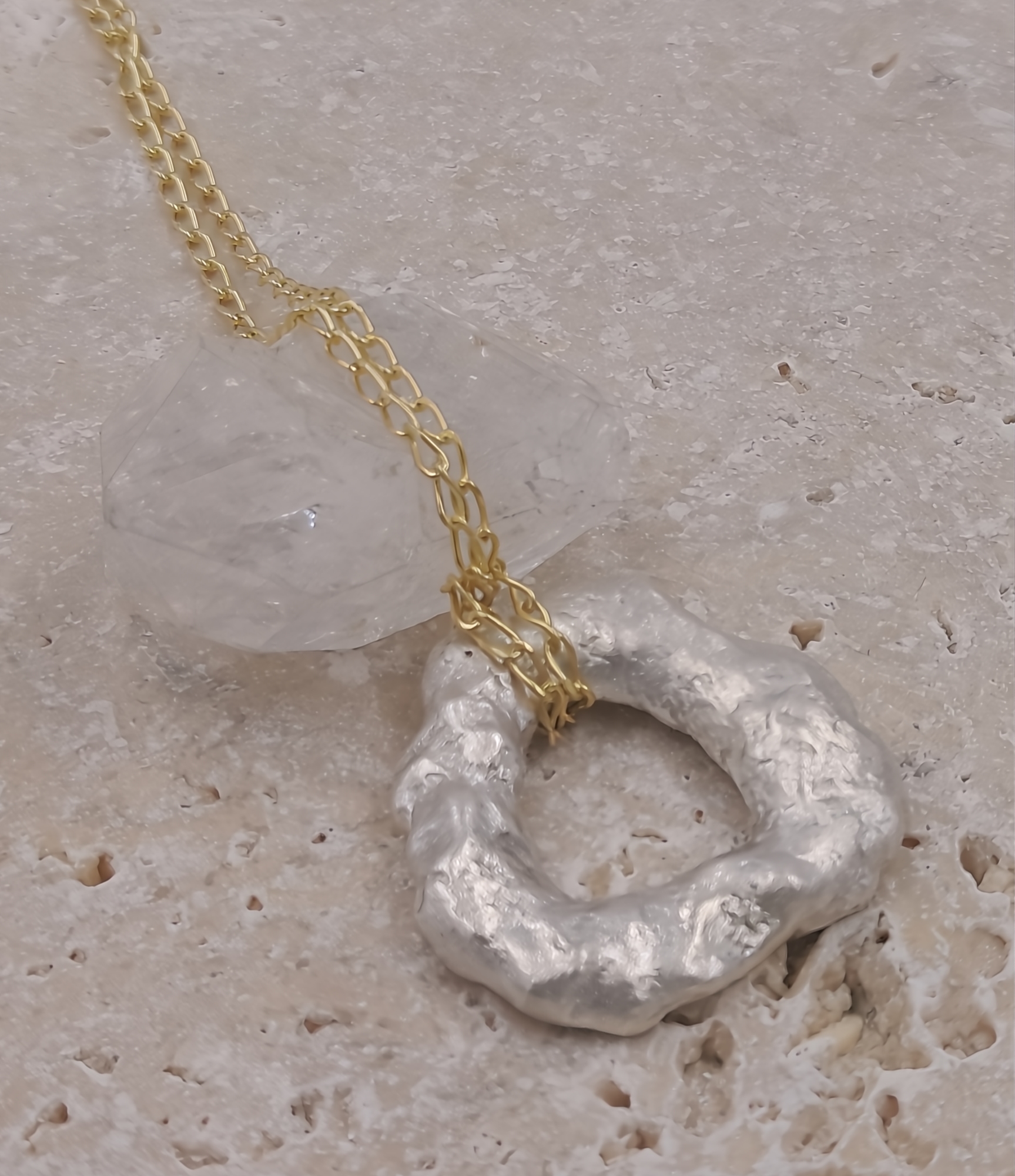 Molten Flow: Irregular Silver Circle Pendant