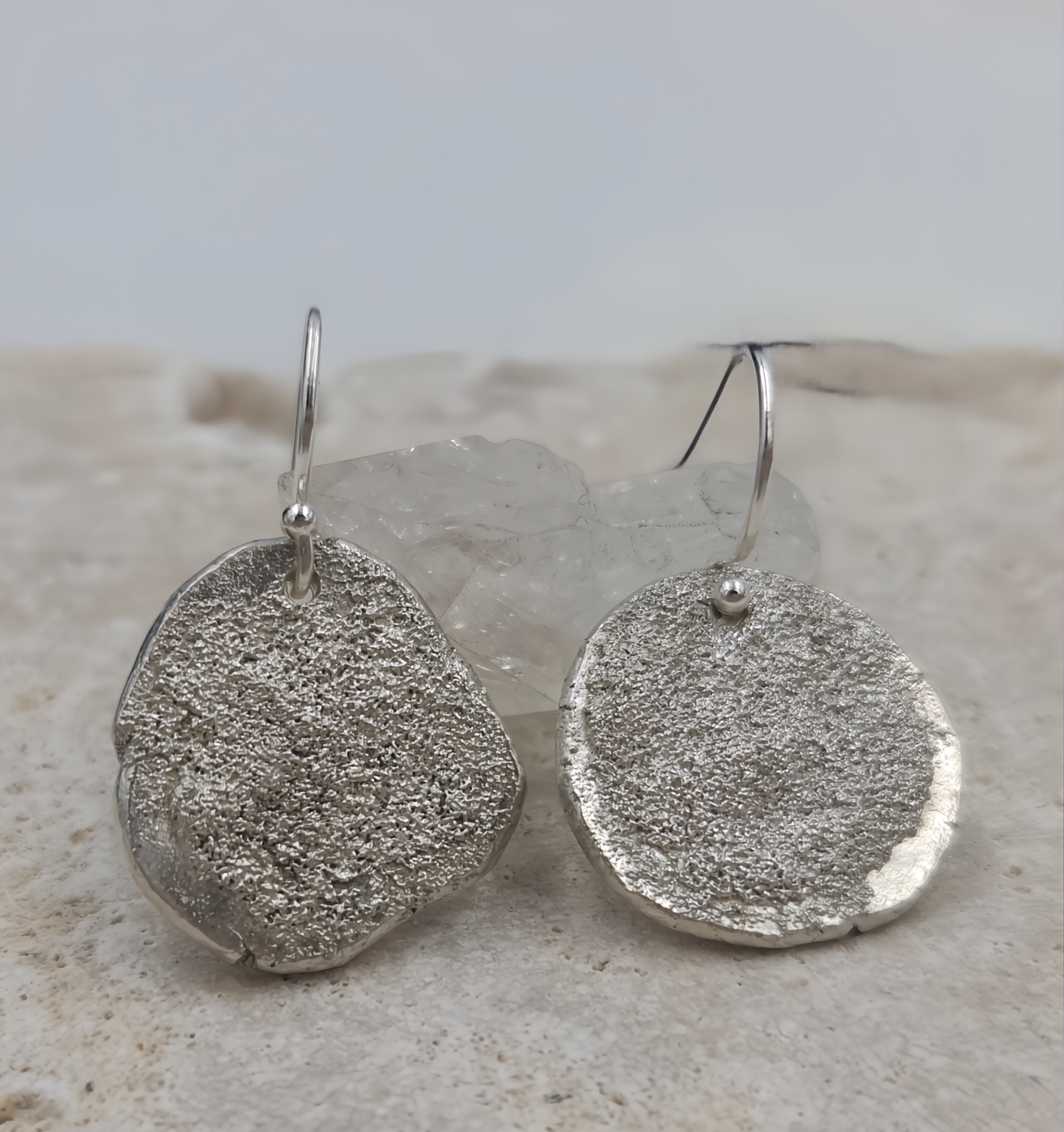 Molten Silver Dust Drop Earrings