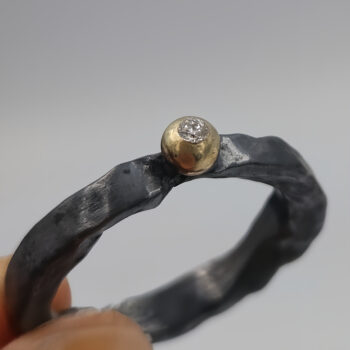 Diamond and Gold Fusion Sterling Silver Ring