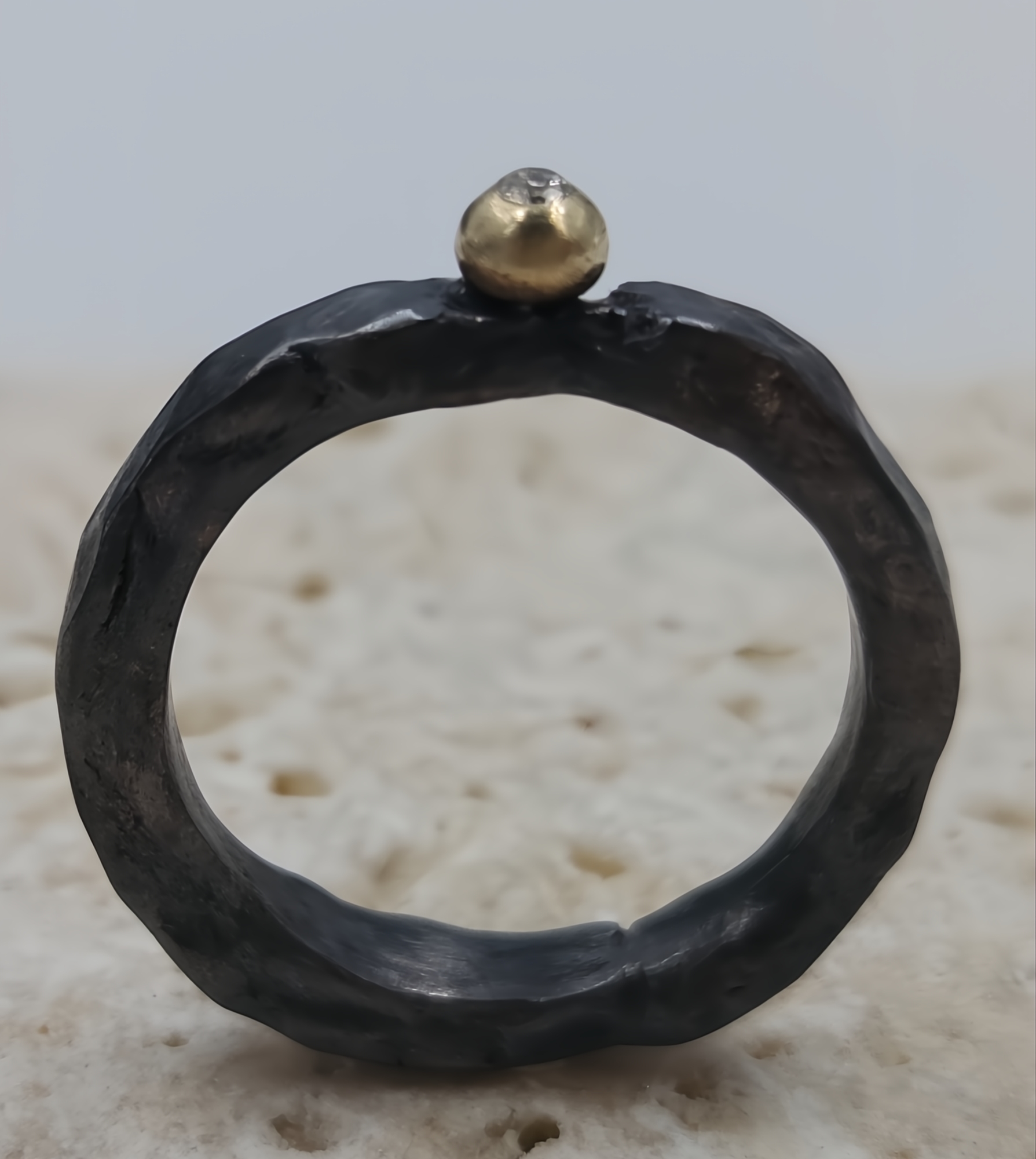 Diamond and Gold Fusion Sterling Silver Ring