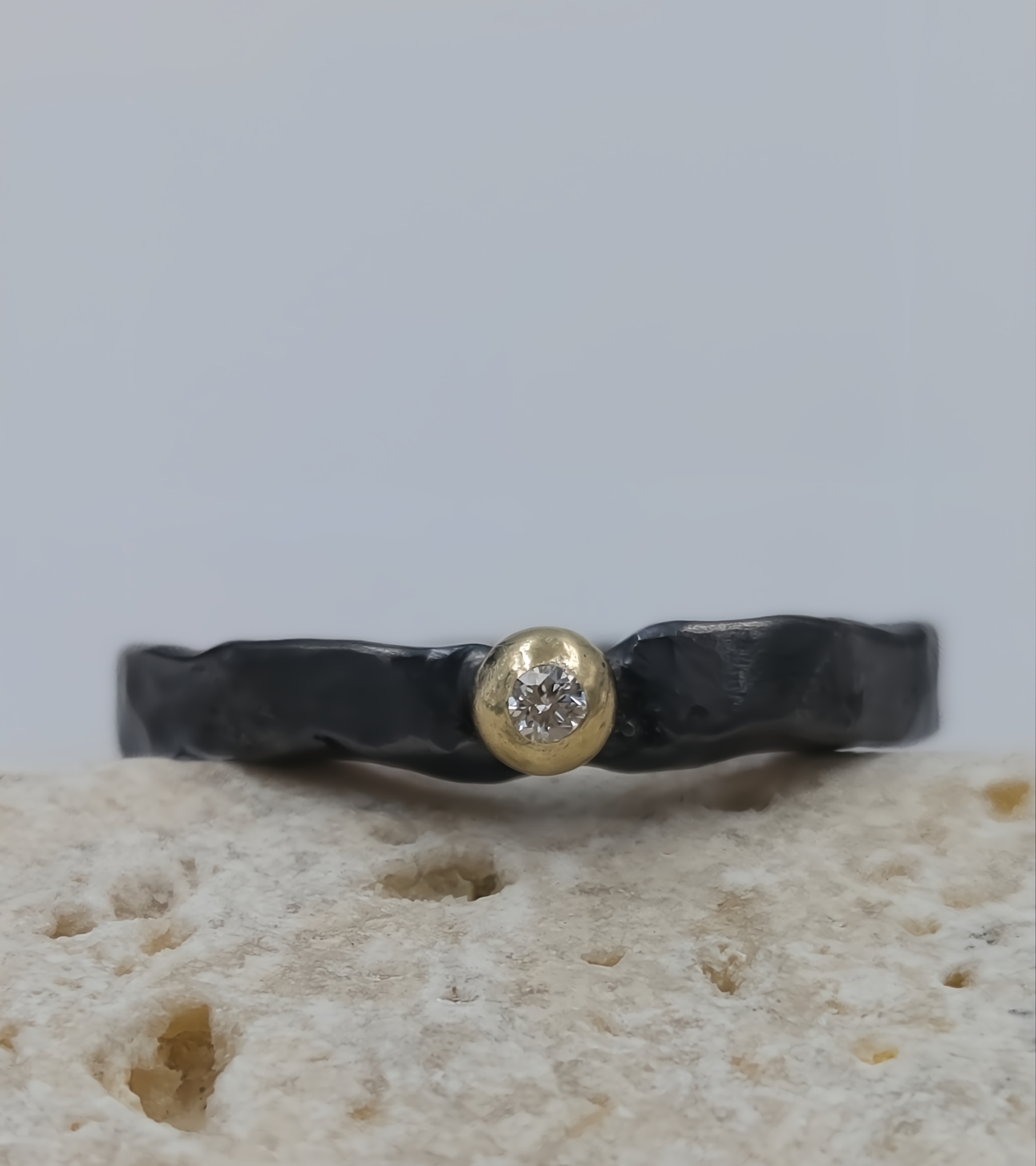 Diamond and Gold Fusion Sterling Silver Ring