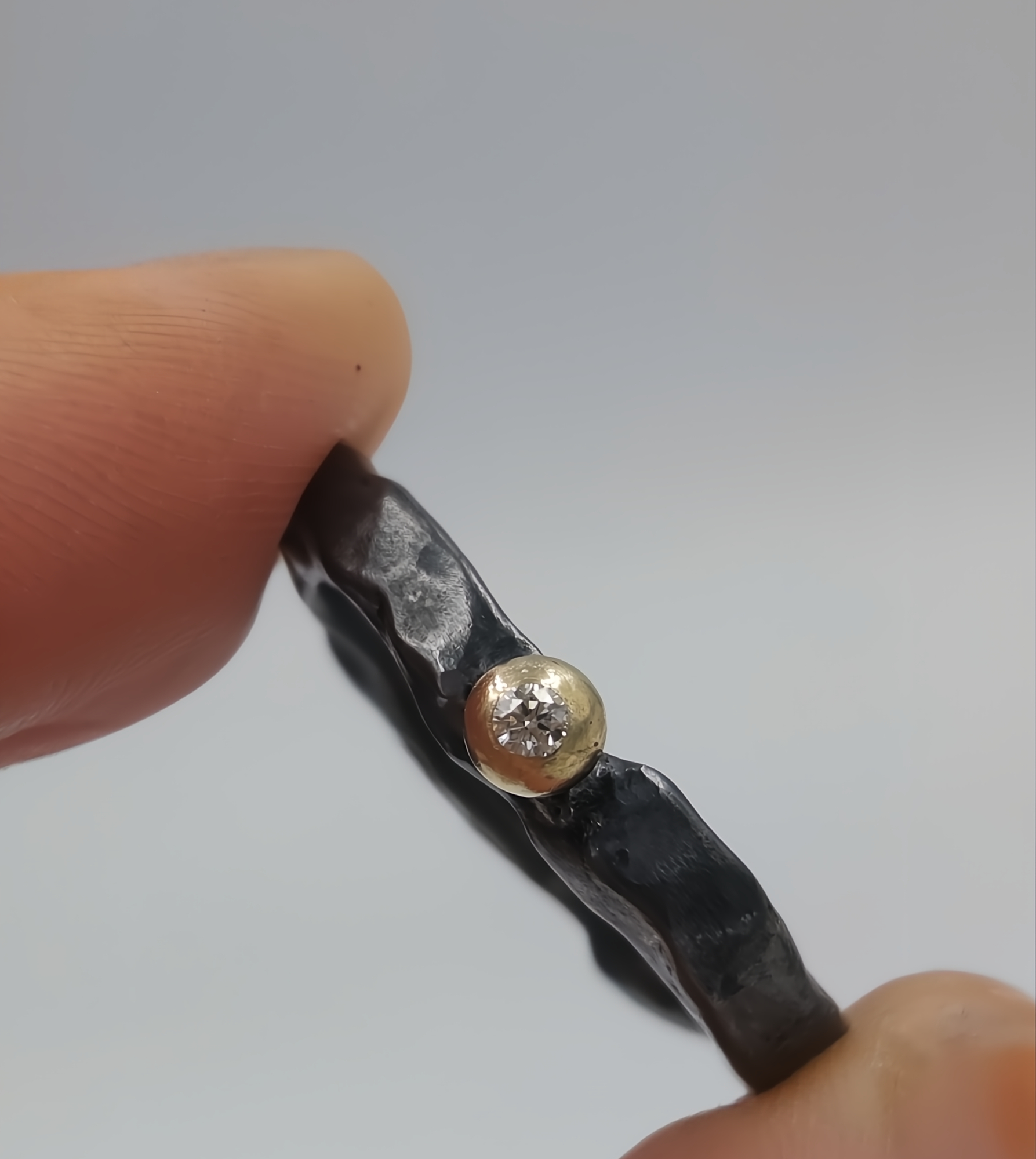 Diamond and Gold Fusion Sterling Silver Ring