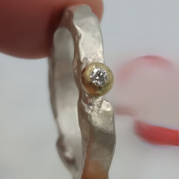 Diamond and Gold Fusion Sterling Silver Ring