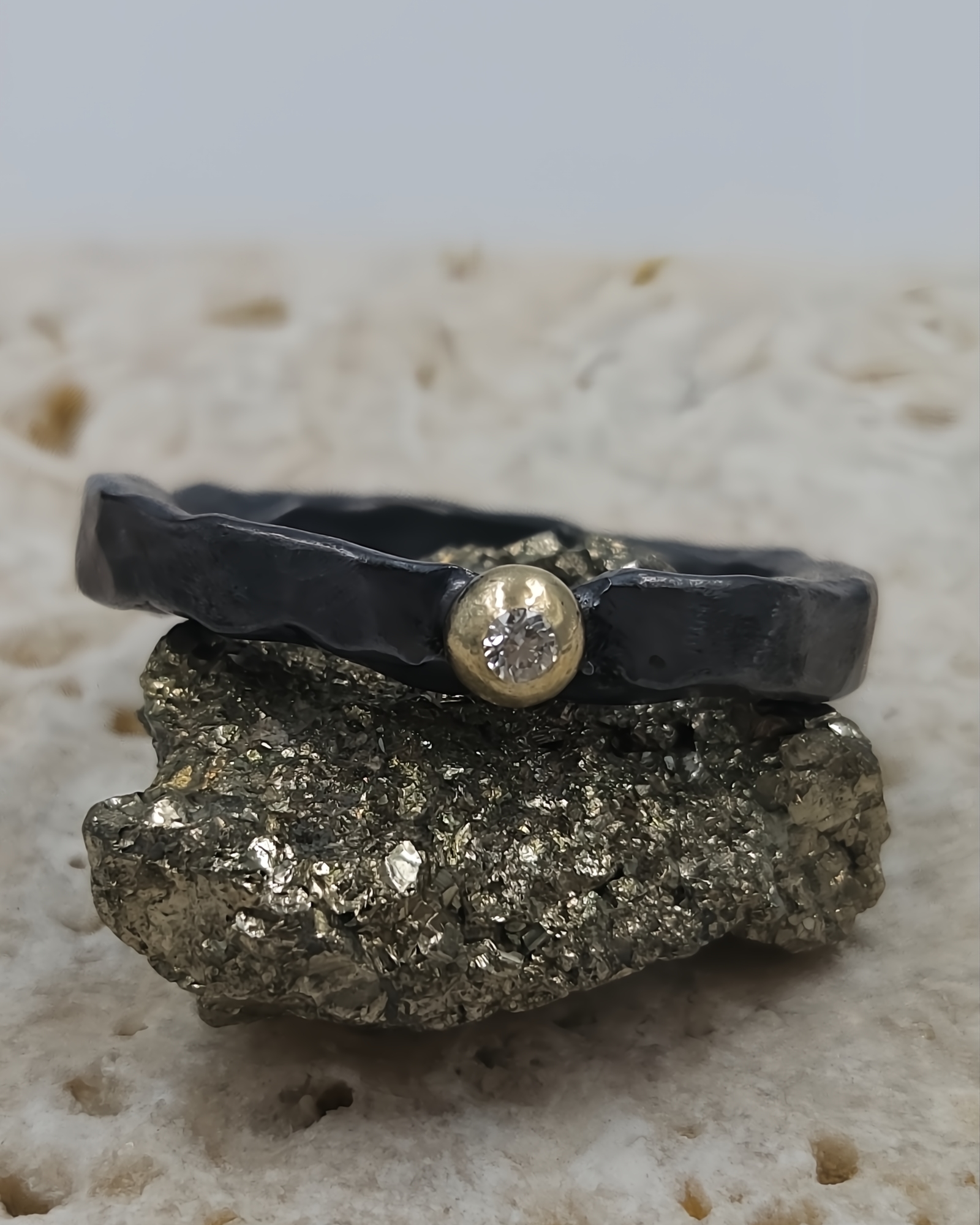 Diamond and Gold Fusion Sterling Silver Ring