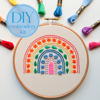 DIY embroidery kit for beginners - Rainbow stitch sampler