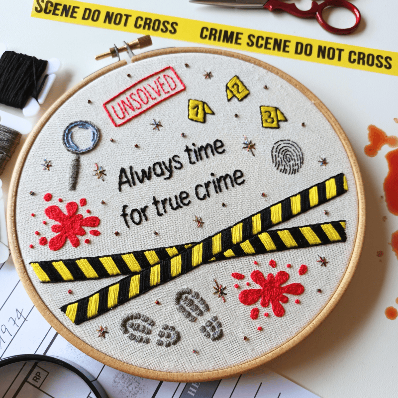 DIY embroidery kit for beginners - Always time for true crime