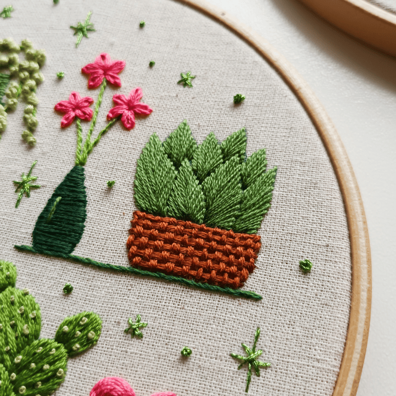 DIY embroidery kit for beginners - Potted plants