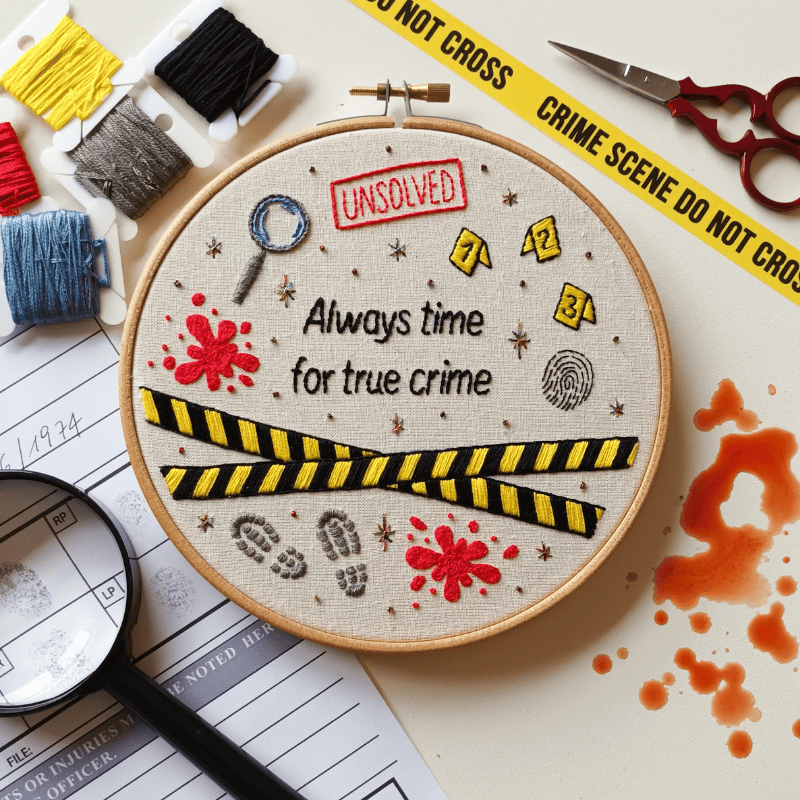 DIY embroidery kit for beginners - Always time for true crime