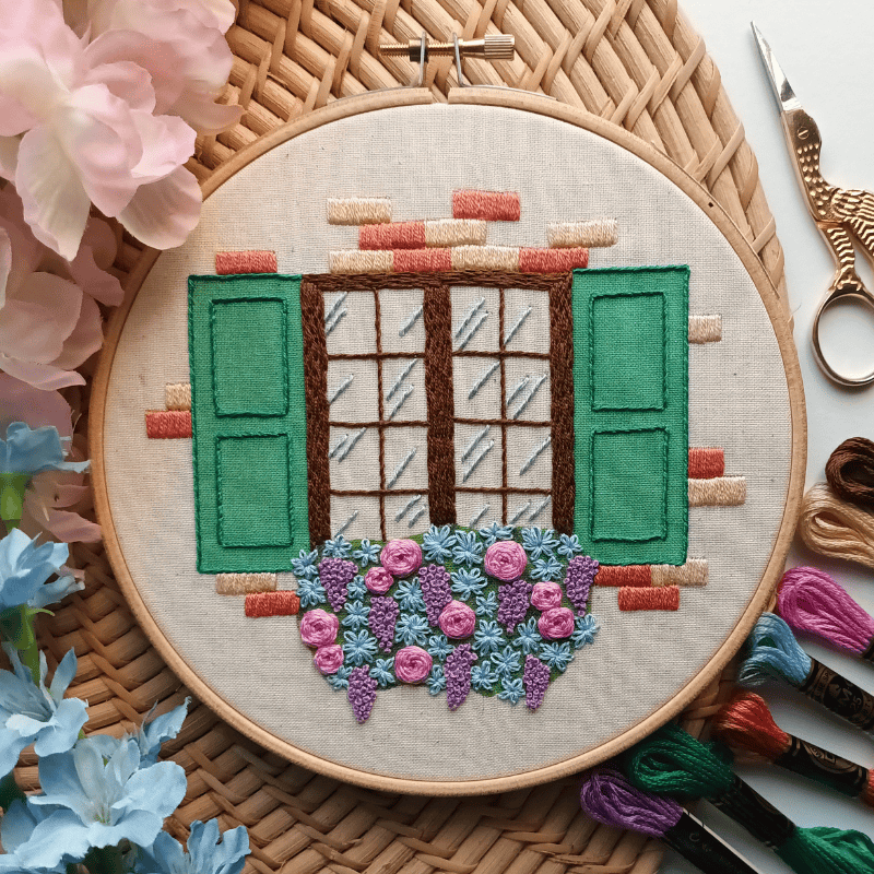 DIY embroidery kit for beginners - Window flowers