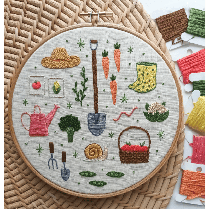 DIY embroidery kit for beginners - Veggie garden