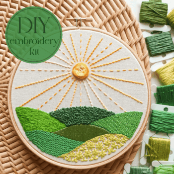 DIY embroidery kit for beginners - Here comes the sun stitch sampler