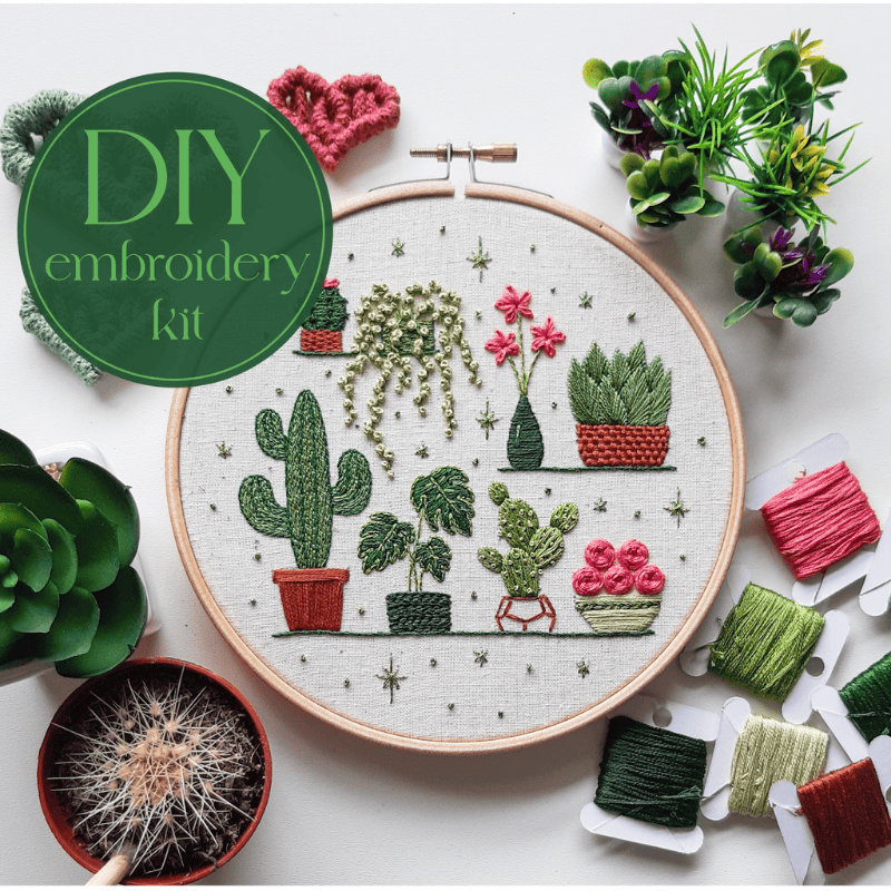 DIY embroidery kit for beginners - Potted plants