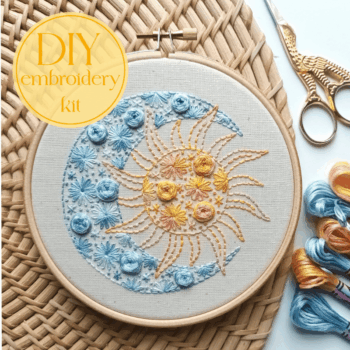 DIY embroidery kit for beginners - Sun and moon