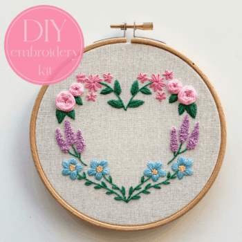DIY embroidery kit for beginners - Floral heart