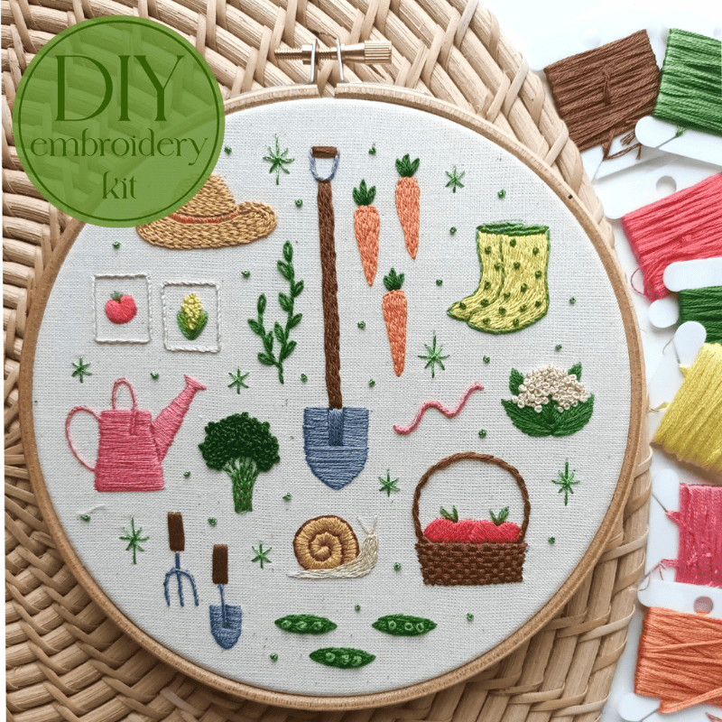 DIY embroidery kit for beginners - Veggie garden