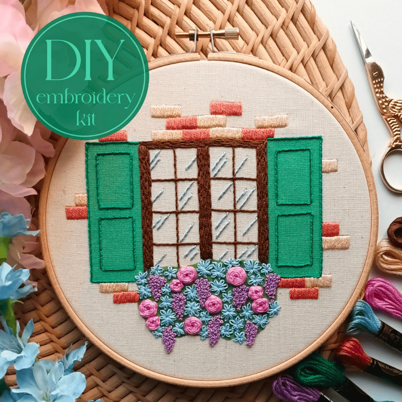 DIY embroidery kit for beginners - Window flowers