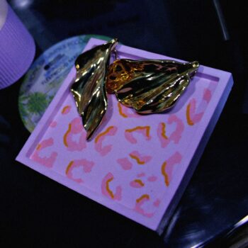 Handmade Organic Resincrete Leopard Print Trinket and Candle Tray