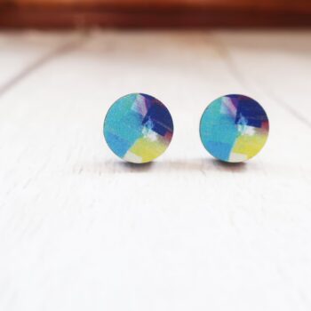 Dainty Blue Wood Studs: Mini Abstract Earrings