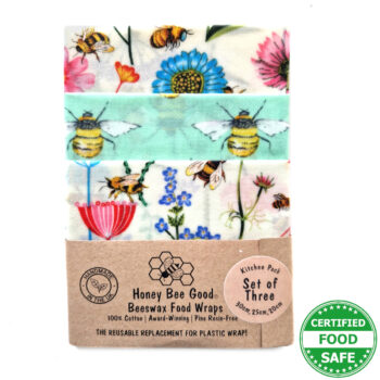 Honey Bee Good beeswax wraps set of 3 kitchen pack