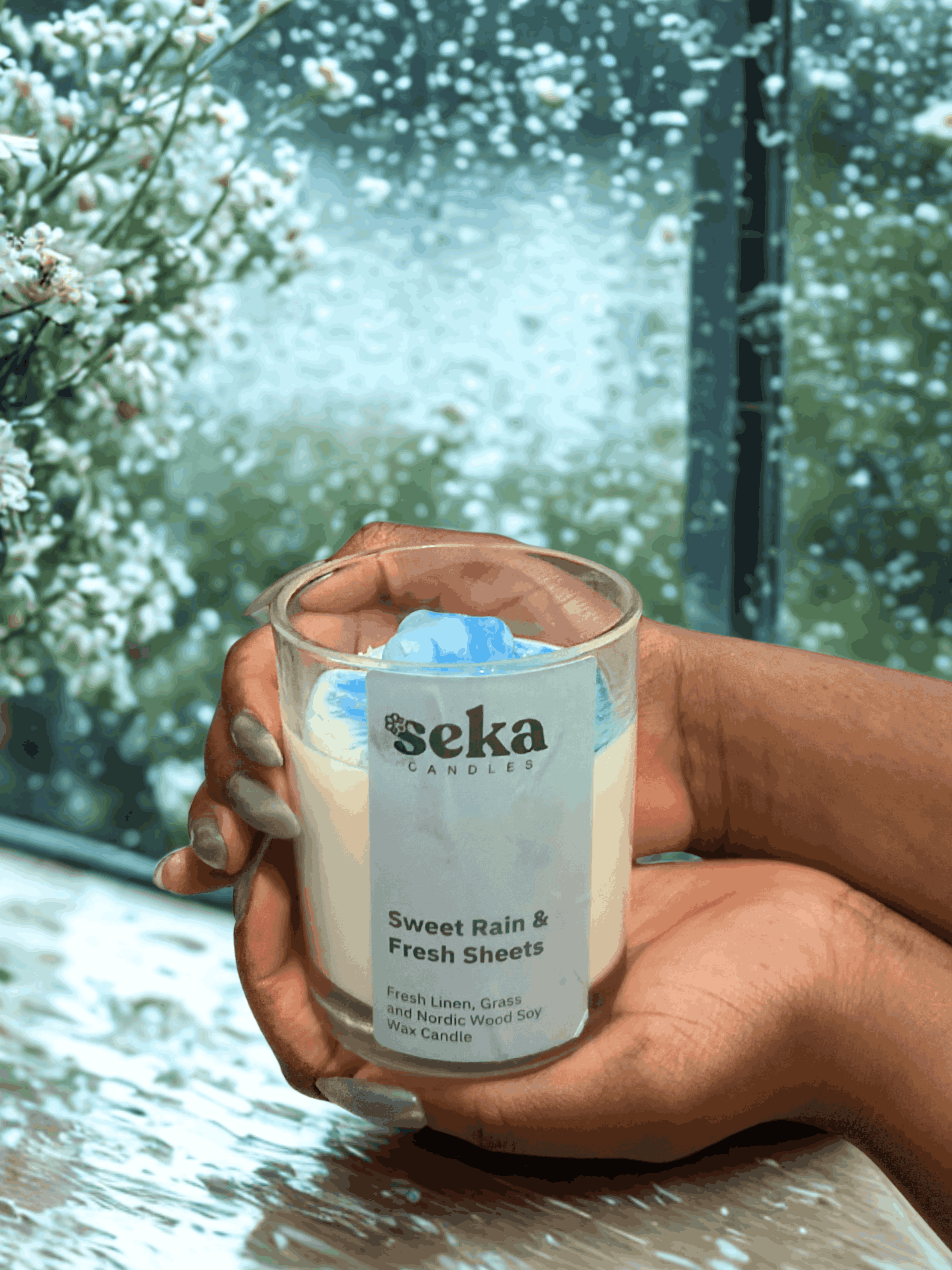 Sweet Rain and Fresh Sheets- Soy Wax Candle