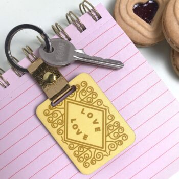 Wooden Custard Cream Keychain
