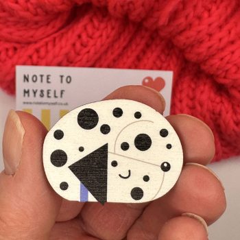 Wooden Dalmatian Sleeping Wooden Pin Badge