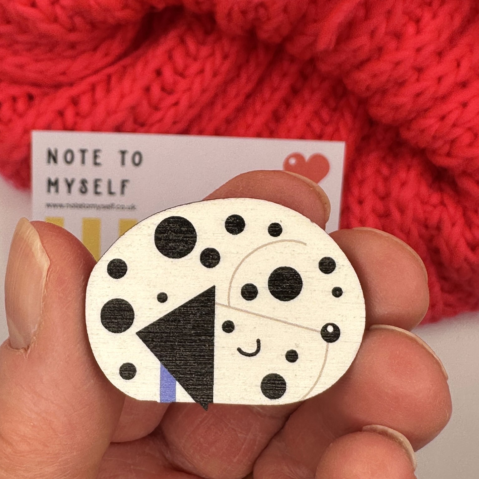Wooden Dalmatian Sleeping Wooden Pin Badge