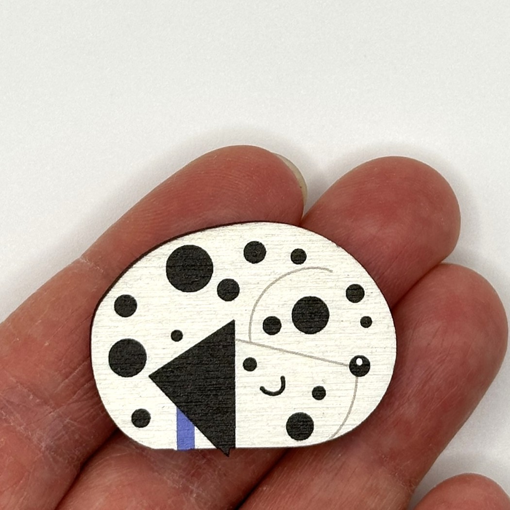 Wooden Dalmatian Sleeping Wooden Pin Badge